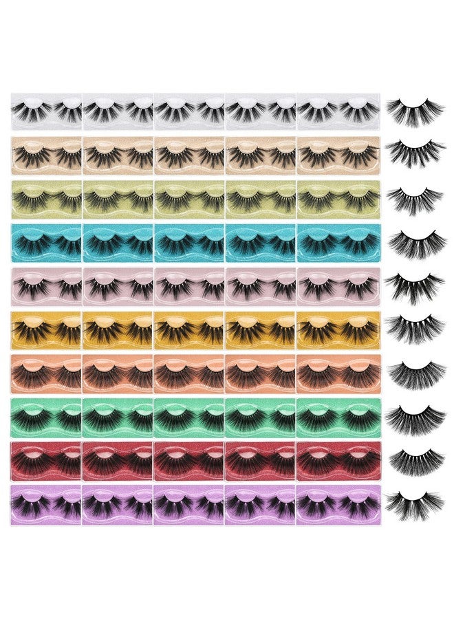 Wholesale 25Mm Faux Mink Lashes, 50 Pairs 10 Styles, Bulk Long Dramatic 6D Fake Eyelashes Strip Volume Lashes, Synthetic False Eyelashes