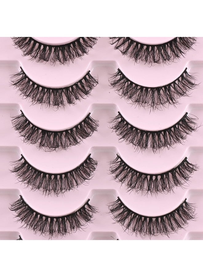 Lashes Natural Look Short Cat Eye Natural Lashes Fluffy Wispy False Eyelashes 14 Pairs Faux Mink Strip Eye Lashes Pack For Daily Makeup (F7 ; 6 15Mm)