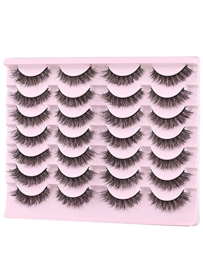 Lashes Natural Look Short Cat Eye Natural Lashes Fluffy Wispy False Eyelashes 14 Pairs Faux Mink Strip Eye Lashes Pack For Daily Makeup (F1 ; 814Mm)