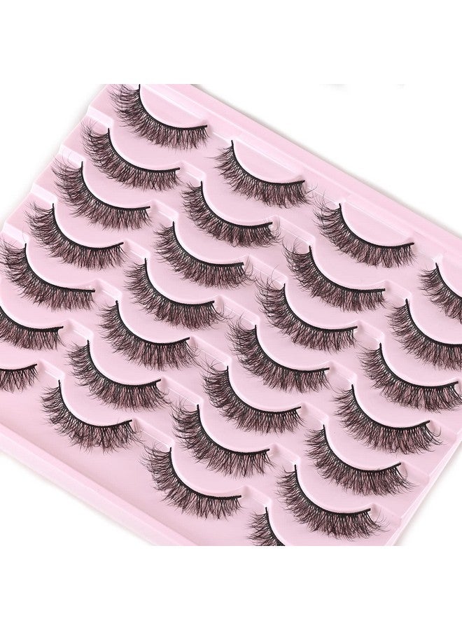 Lashes Natural Look Short Cat Eye Natural Lashes Fluffy Wispy False Eyelashes 14 Pairs Faux Mink Strip Eye Lashes Pack For Daily Makeup (F1 ; 814Mm)