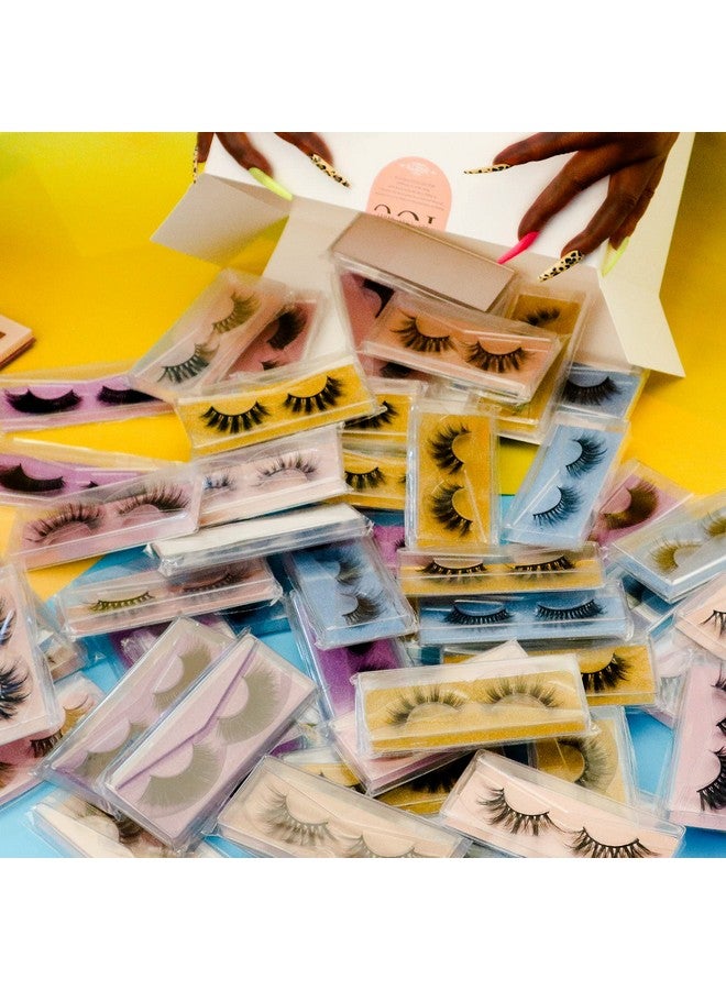 Wholesale Mixed Lashes Pack 3D Faux Mink Eyelashes 5 Style 50 Pairs Fluffy Volume Natural Charming Look Medium Length Eyelashes Cotton Band Handmade Reusable Soft False Eyelashes (5 Styles50 Pairs)