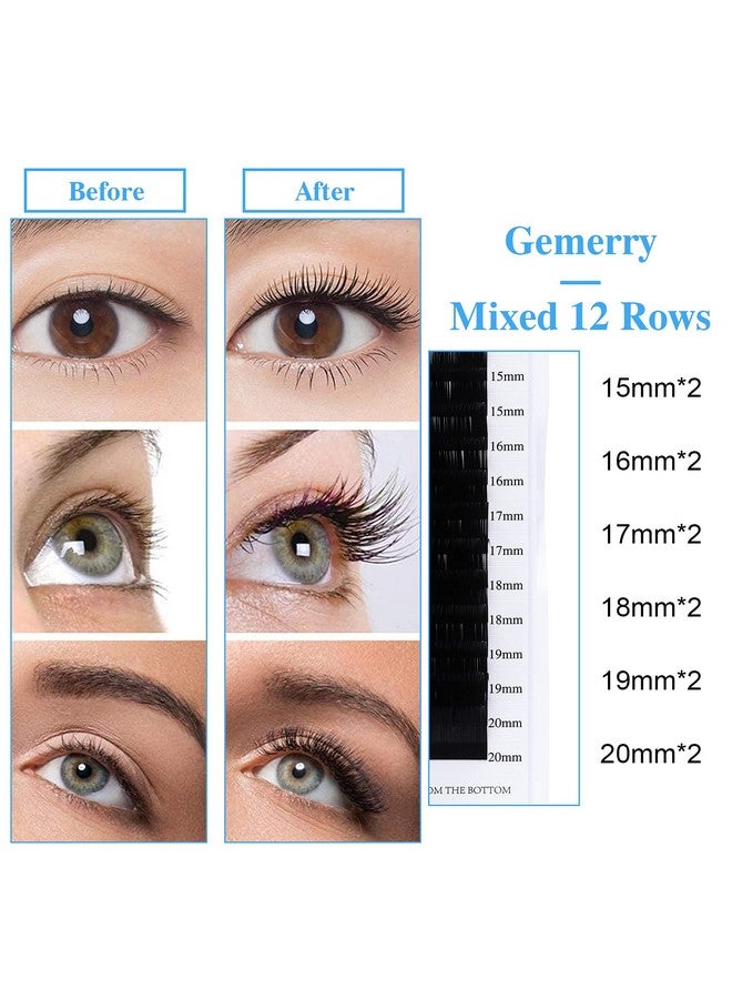 Individual Lash Extensions 1520Mm Mixed Long Lashes 0.05 D Curl Classic Eyelash Extensions Matte Black Single Eyelashes Supplied By Gemerry (0.05D1520Mm Mix)