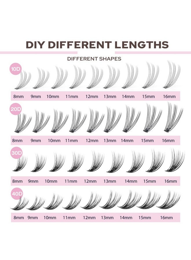 40D Lash Clusters 280Pcs Individual Lashes Extensions 816Mm Volume Cluster Lashes Mix Lengths 40 Roots C Curl 0.07Mm Thickness Eyelash Individual Cluster Lashes And Apply Under Your Lashes