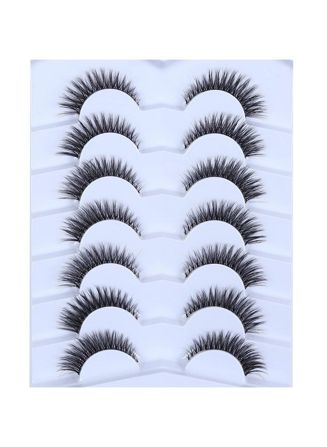 Clear Band Cat Eye Eyelashes Wispy 7 Pairs 12Mm 3D False Lashes Natural Look Short Fluffy Eyelash Cc64