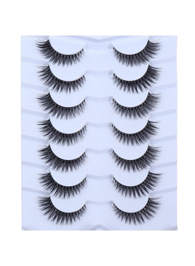 Clear Band Cat Eye Eyelashes Wispy 7 Pairs 12Mm 3D False Lashes Natural Look Short Fluffy Eyelash Cc64