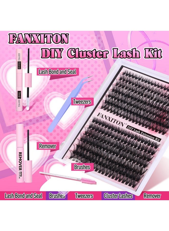 Diy Lash Extension Kit Volume Lash Clusters 40D+50D D Curl 280Pcs Individual Lashes Thick Eyelash Extension Kit Thin Band Cluster Lashes Lash Remover Lash Bond And Seal And Lash Tweezers