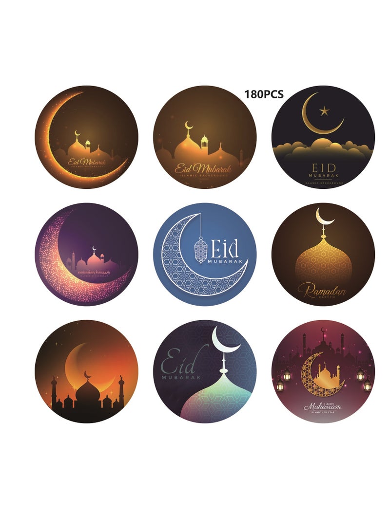 180 Pcs Eid Mubarak Stickers For Party Decorations Ramadan Sticker Kit Ramadan Kareem Labels For Eid Party Decorations