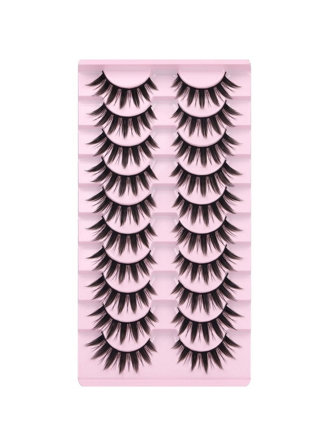 False Eyelashes 10 Pairs Manga Lashes Japanese Style Anime Thick Cosplay Lashes Natural Look 16Mm Spiky 8D Wispy Faux Mink Lashes Full Strip Doll Lashes By Fanxiton