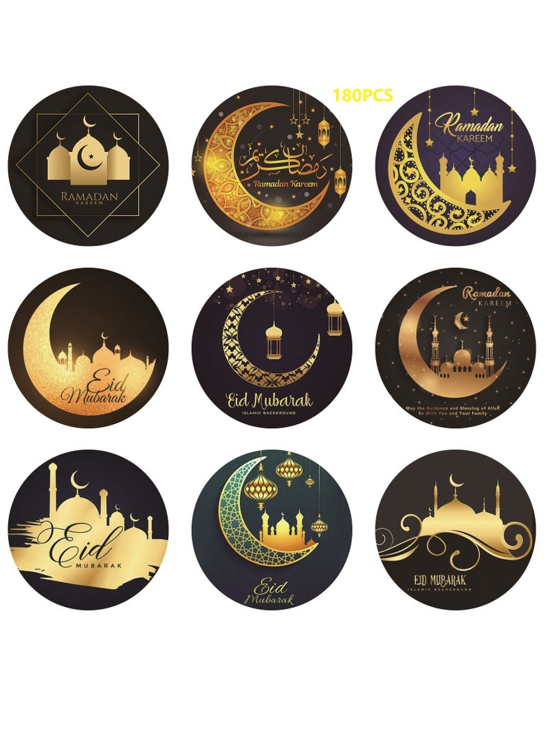 180 Pcs Eid Mubarak Stickers For Party Decorations Ramadan Sticker Kit Ramadan Kareem Labels For Eid Party Decorations