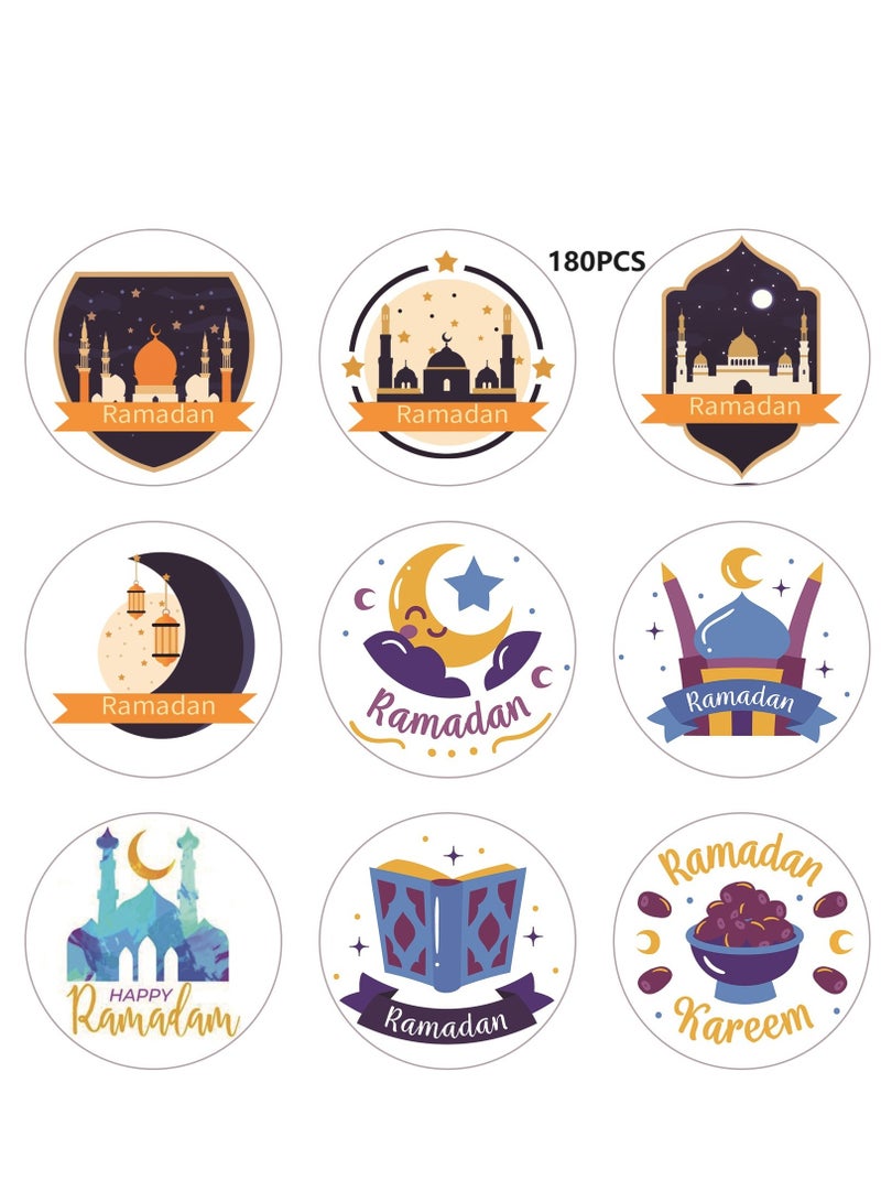 180 Pcs Eid Mubarak Stickers For Party Decorations Ramadan Sticker Kit Ramadan Kareem Labels For Eid Party Decorations