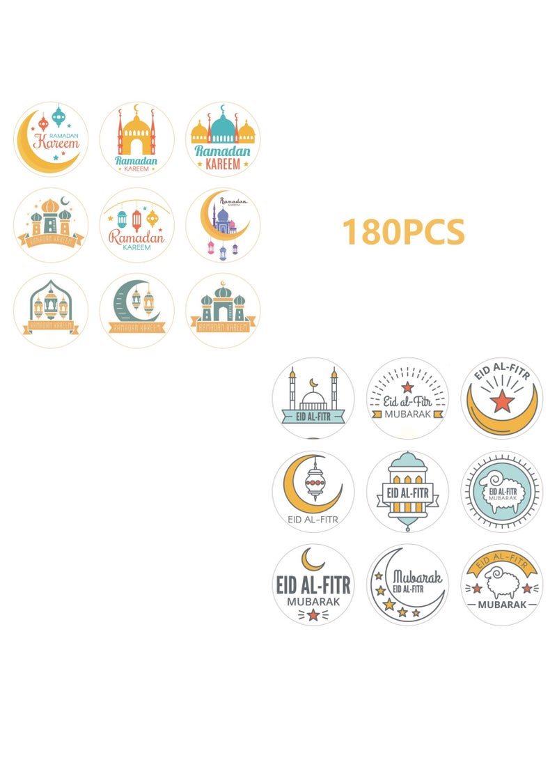 180 Pcs Eid Mubarak Stickers For Party Decorations Ramadan Sticker Kit Ramadan Kareem Labels For Eid Party Decorations