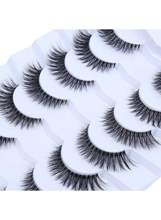 Short Eyelashes Natural Look 13Mm Clear Band Cat Eye Eyelashes Fluffy 7 Pairs Dramatic False Lashes Wispy 3D Faux Mink Lashes Cc74