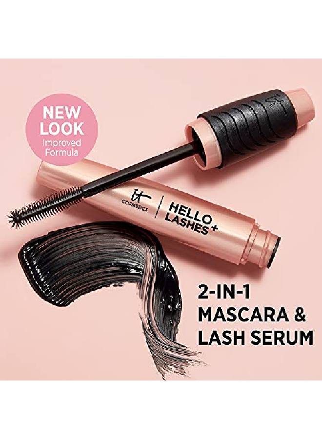 Hello Lashes+ Volumizing Mascara & Lash Serum Easytoremove Formula With Biotin Argan Oil & Jojoba Oil 0.27 Fl Oz