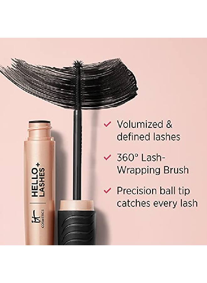 Hello Lashes+ Volumizing Mascara & Lash Serum Easytoremove Formula With Biotin Argan Oil & Jojoba Oil 0.27 Fl Oz