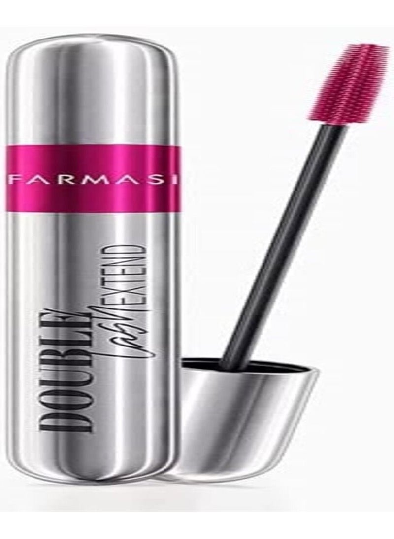 FARMASi Double Lash Extend Mascara, Eyelash Lengthening Applicator, Natural Lengthening and Thickening Effect No Clumping, Buildable, Defining, Curling, 0.41 fl. Oz / 12 ml (Black)