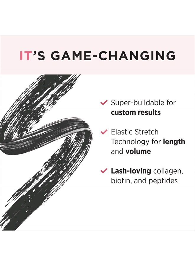 Superhero Mascara, Super Black - Elastic Stretch Volumizing & Lengthening Mascara - Lifts, Separates & Conditions Lashes - With Collagen, Biotin & Peptides - 0.3 fl oz