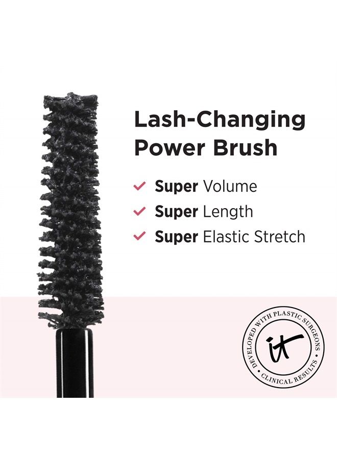Superhero Mascara, Super Black - Travel Size - Elastic Stretch Volumizing & Lengthening Mascara - Lifts, Separates & Conditions Lashes - With Collagen, Biotin & Peptides - 0.17 fl oz