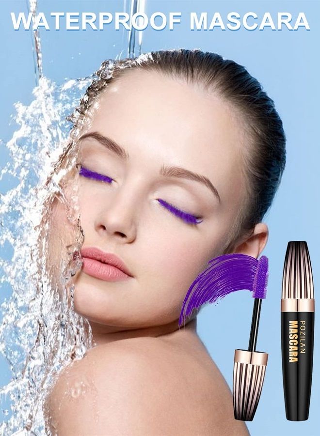 Naseny Waterproof Mascara Volume And Length,Thrive Liquid Mascara Lengthening And Thickening,5D Silk Fiber Mascara Lash Extensions,Non Clumping And Smudge-Proof Long Lasting Lash Cosmetics(Purple)