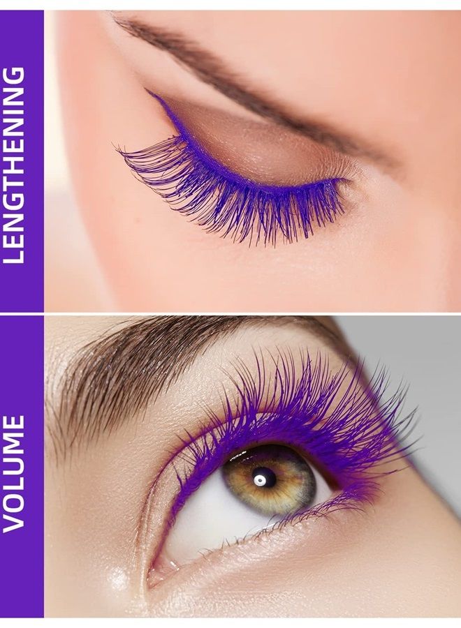 Naseny Waterproof Mascara Volume And Length,Thrive Liquid Mascara Lengthening And Thickening,5D Silk Fiber Mascara Lash Extensions,Non Clumping And Smudge-Proof Long Lasting Lash Cosmetics(Purple)