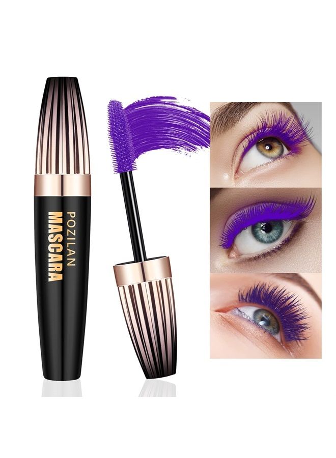 Naseny Waterproof Mascara Volume And Length,Thrive Liquid Mascara Lengthening And Thickening,5D Silk Fiber Mascara Lash Extensions,Non Clumping And Smudge-Proof Long Lasting Lash Cosmetics(Purple)