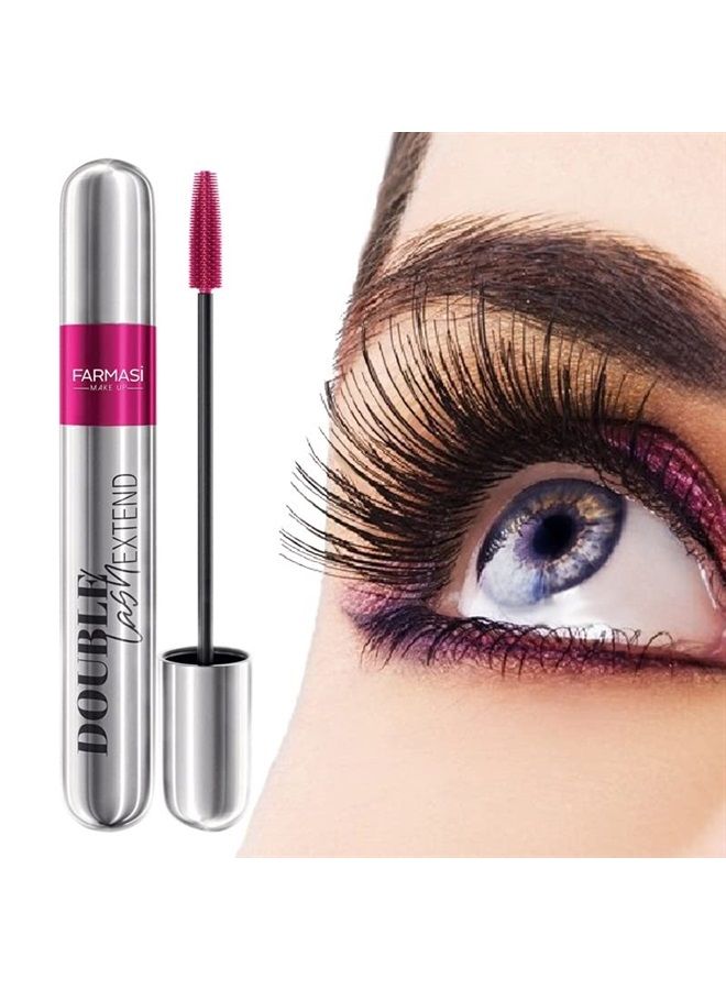 Double Lash Extend Mascara, Eyelash Lengthening Applicator, Natural Lengthening and Thickening Effect No Clumping, Buildable, Defining, Curling, 0.41 fl. Oz / 12 ml (Black)