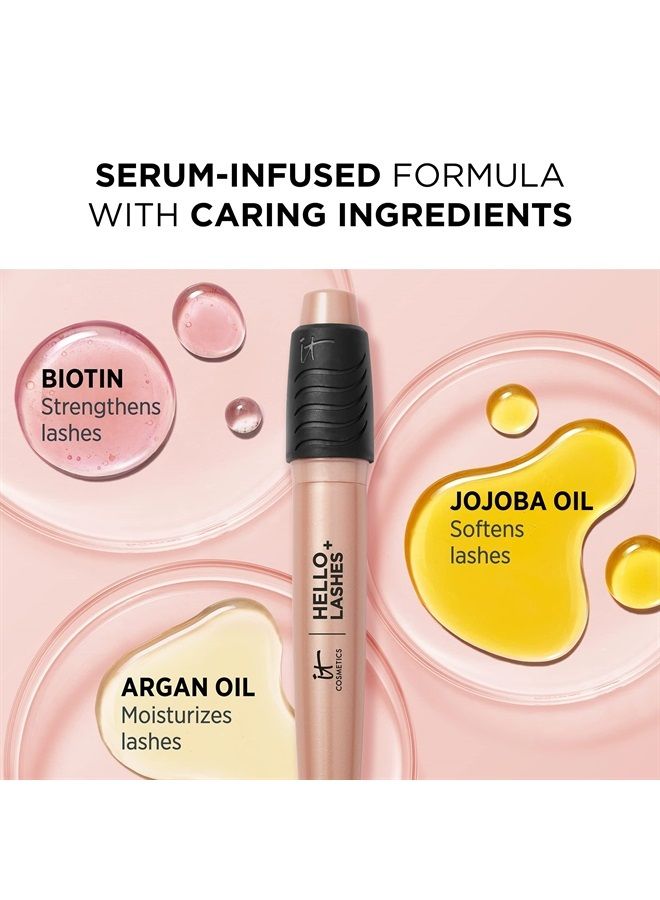 Hello Lashes+ Volumizing Mascara & Lash Serum - Easy-to-Remove Formula - With Biotin, Argan Oil & Jojoba Oil - 0.28 fl oz