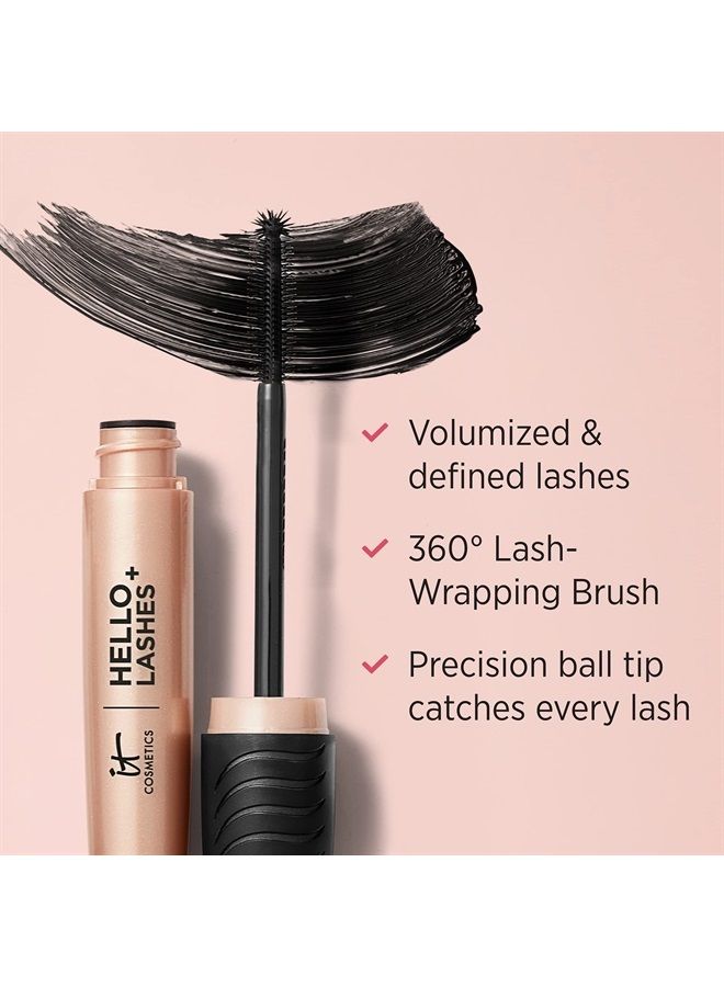 Hello Lashes+ Volumizing Mascara & Lash Serum - Easy-to-Remove Formula - With Biotin, Argan Oil & Jojoba Oil - 0.28 fl oz
