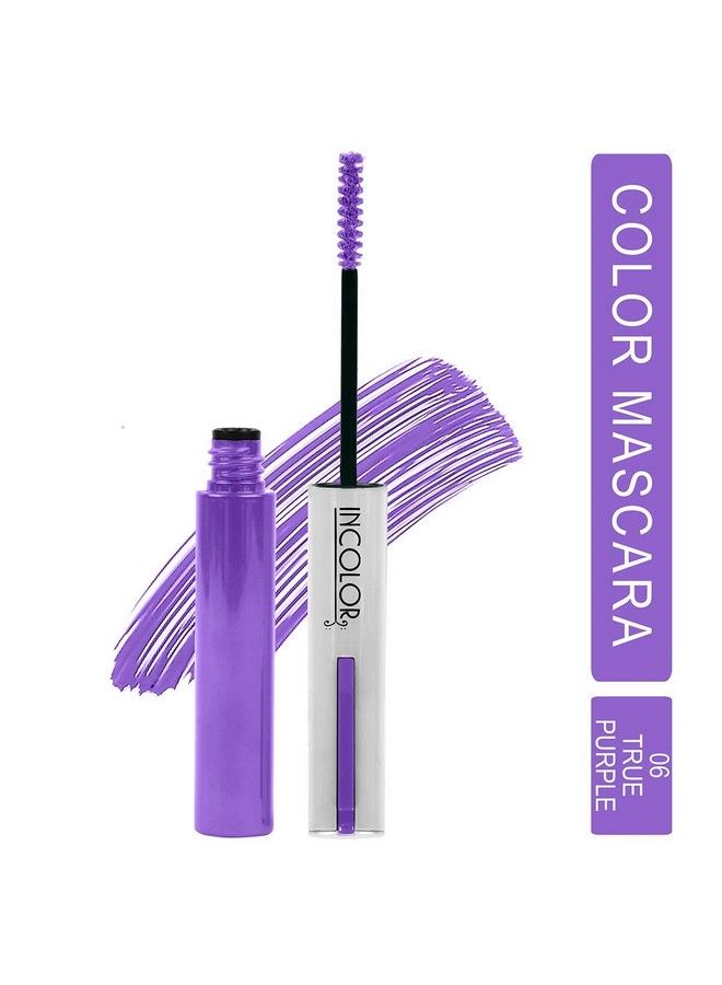 Light Weight Colorful Natural Mascara Smudge Proof & Long Lasting Eye Makeup Tool For Personal & Professional True Purple 6Ml