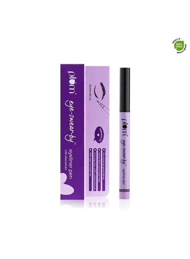 Eyeswearby Eyeliner Pen ; Flexible Felttip ; Smudgeproof ; 100% Vegan & Cruelty Free ; 01 Black (Eln4628)