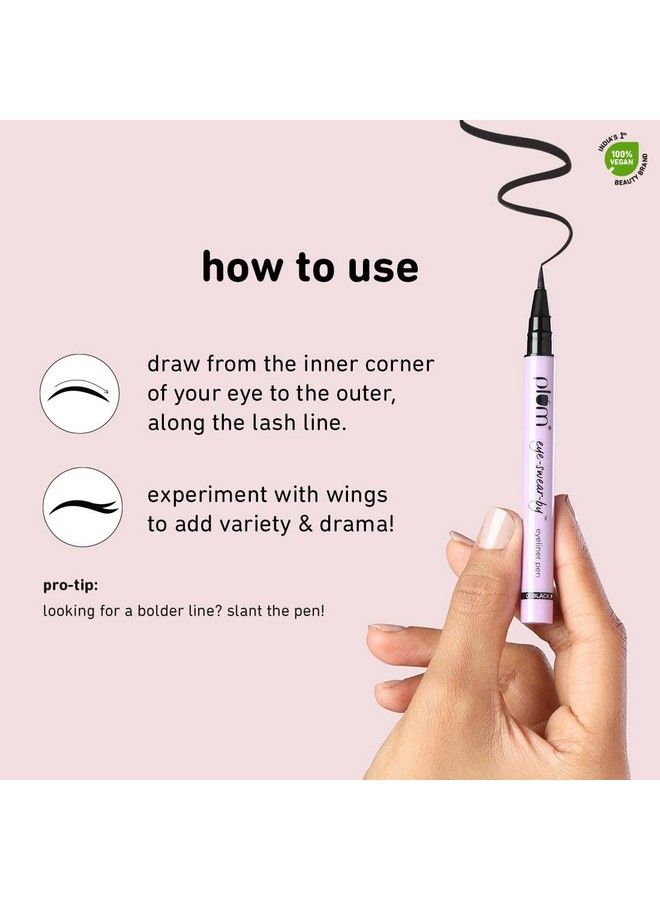 Eyeswearby Eyeliner Pen ; Flexible Felttip ; Smudgeproof ; 100% Vegan & Cruelty Free ; 01 Black (Eln4628)