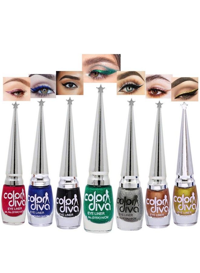 Eye Liner Water Resistant Longlasting 6Ml (Pink Blue Black Green Grey Copper Gold) Matte Shimmery & Satin Finish