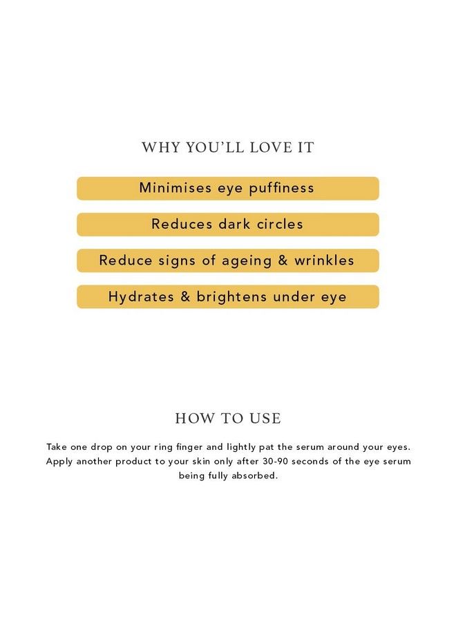 Illuminate Hydrating & Brightening Eye Serum ; Lightweight Nongreasy ; For All Skin Types ; Helps To Reduce Puffiness Dark Circles ; Contains Hyaluronic Acid & Rosehip Oil 6Ml