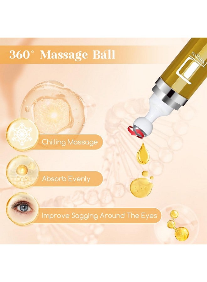 Retinol Eye Serum 360° Roller Retinol Eye Cream With Massage Ball Caffeine And Yeast Under Eye Roller Serum Anti Aging Eye Cream For Dark Circles Puffiness Bags Reduce Wrinkles Fine Lines
