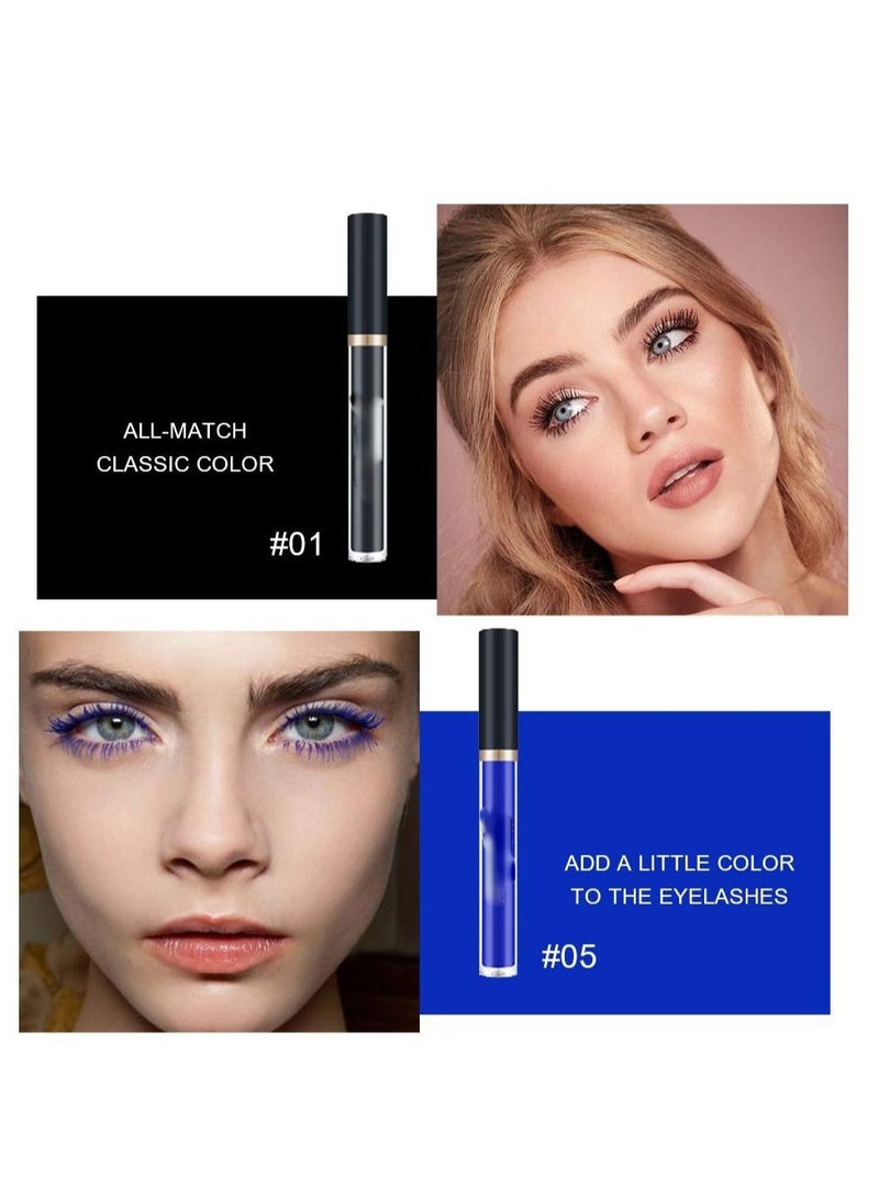 6 Color Colored Colorful Waterproof Mascara for Eyelashes Set,Blue White Black Brown Purple Mascara for Eyelashes, Long Lasting Charming Voluminous Mascara for Women, Cruelty Free Vegan Eye Makeup