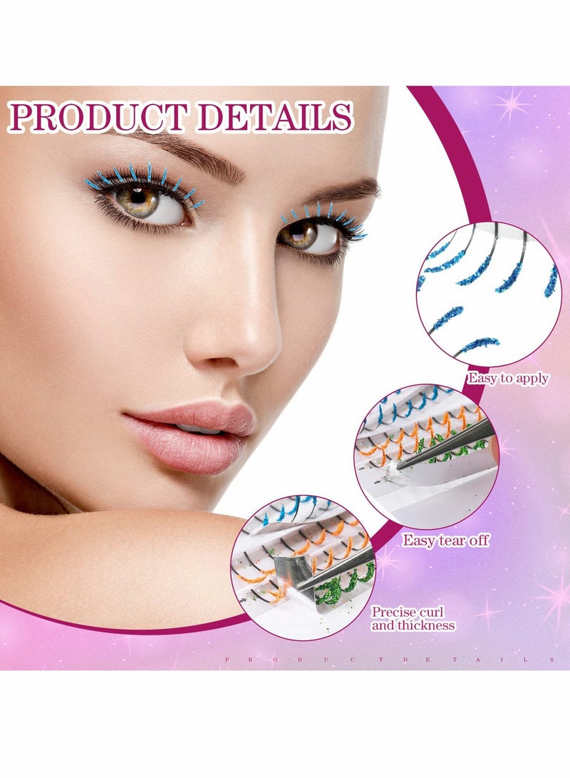 Colored Glitter Lashes, C Curl Colored Lash Extensions, 12mm Individual Eyelash Extension Volume