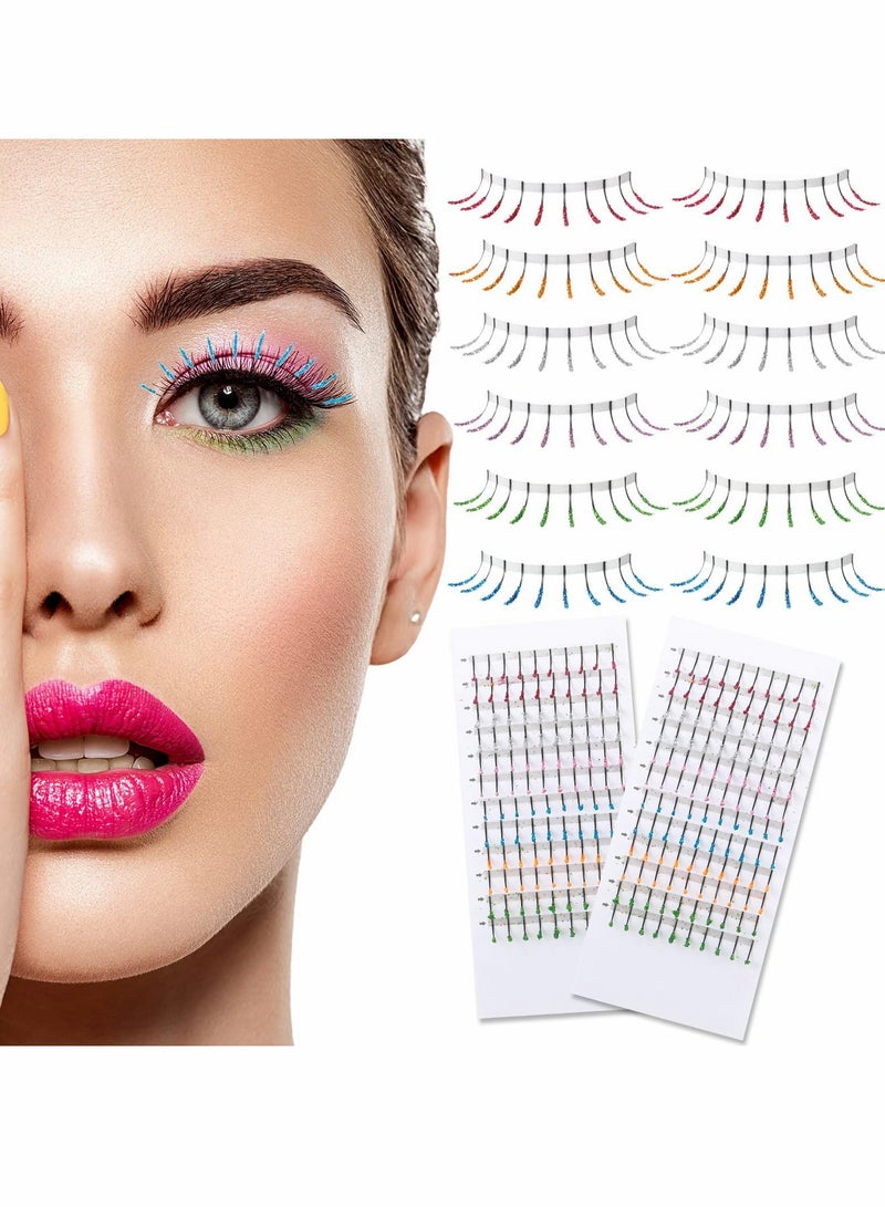 Colored Glitter Lashes, C Curl Colored Lash Extensions, 12mm Individual Eyelash Extension Volume