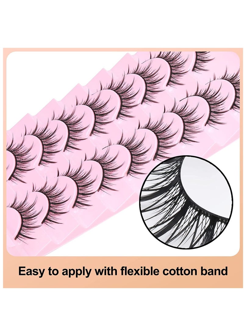Fake Lashes, Fairy Manga Lashes Spiky Anime False Eyelashes 3D Natural Makeup Little Devil Fake Lashes 9 Pairs