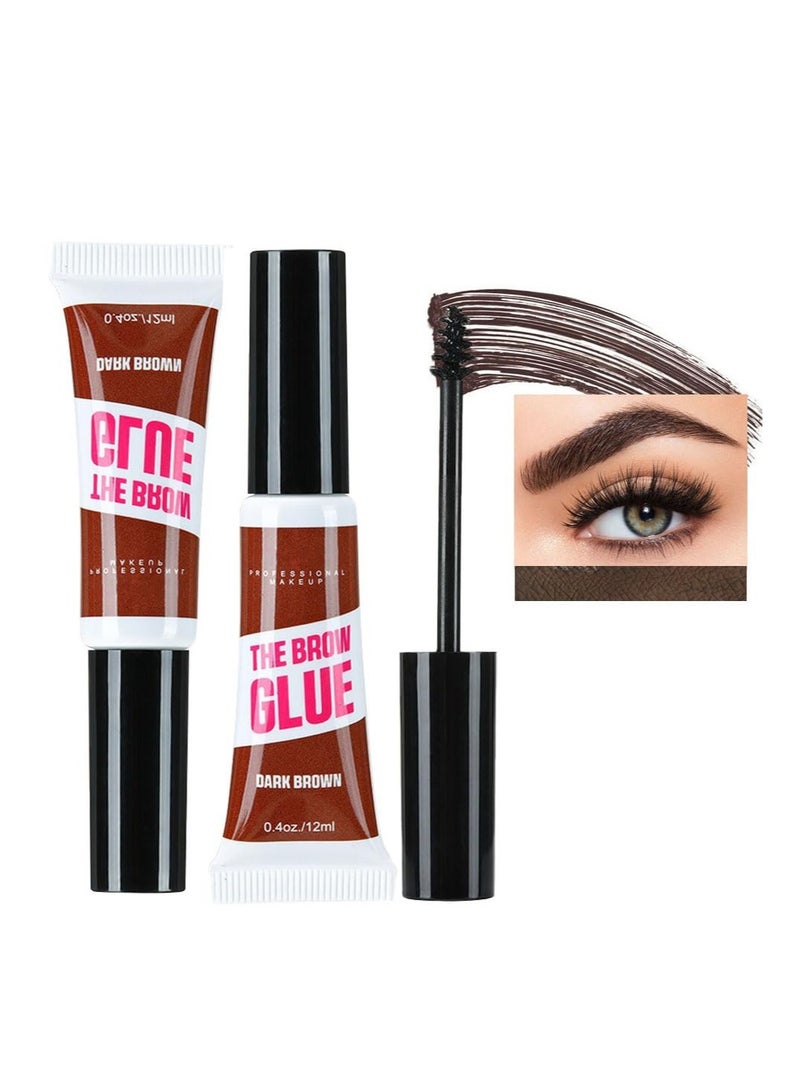 Eyebrow Gel, Tinted Eyebrow Mascara Gel Set, 2 Pack Taupe Long Lasting Waterproof Transfer-proof Eyebrow Cream, Eyebrow Brush With Color Fast Sculpt to Fill in Eyebrows Thickening