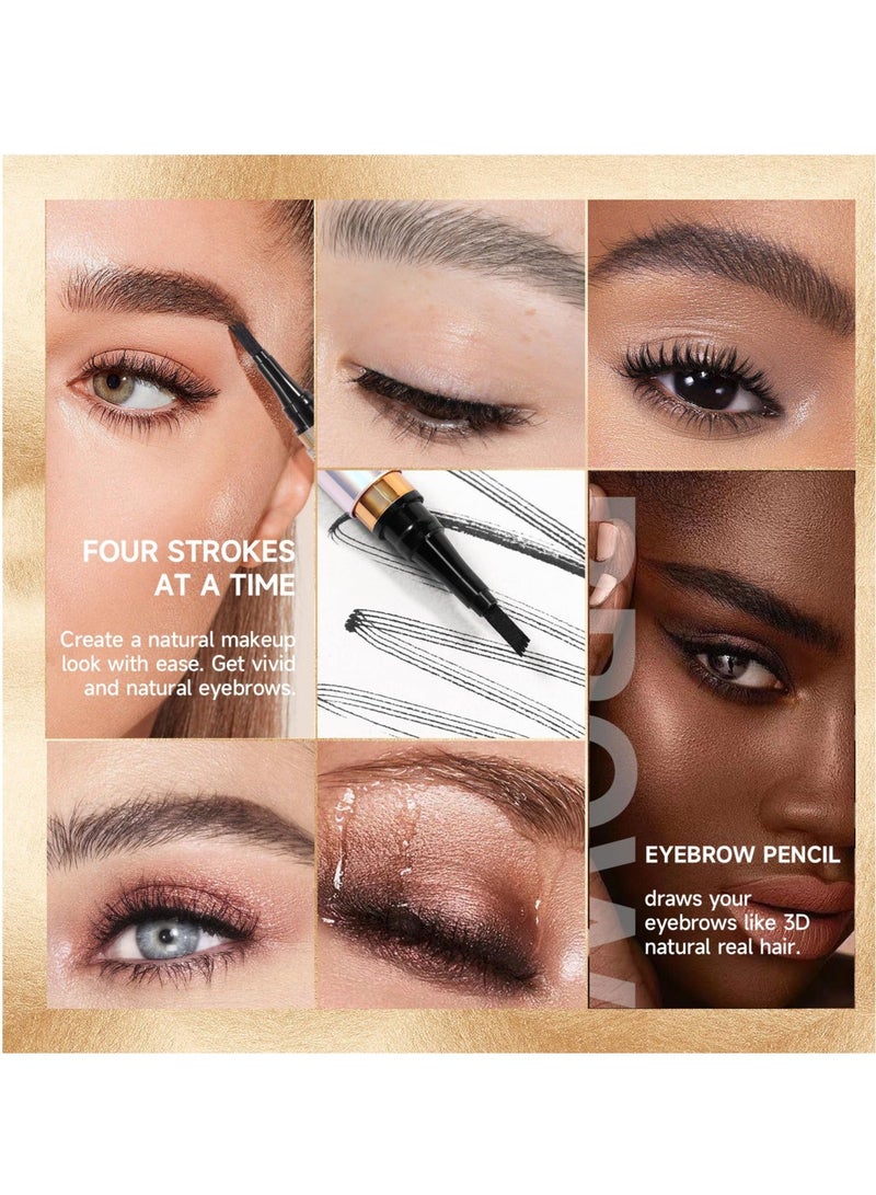 EXCEFORE Eyebrow Pencil, Micro blade pen for eyebrows, Water-Resistant, Creates Natural Looking Brows Effortlessly, Smudge-Proof Fine-Stroke Microblading Pencil (Black)