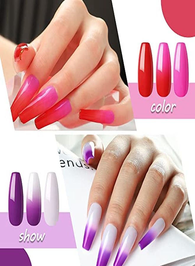 Color Changing Nail Polish Set, Soak Off Gel Nail Polish Temperature Changing Pink Glitter Long Lasting Gel Polish For Nail Art Manicure Design Gift For Women