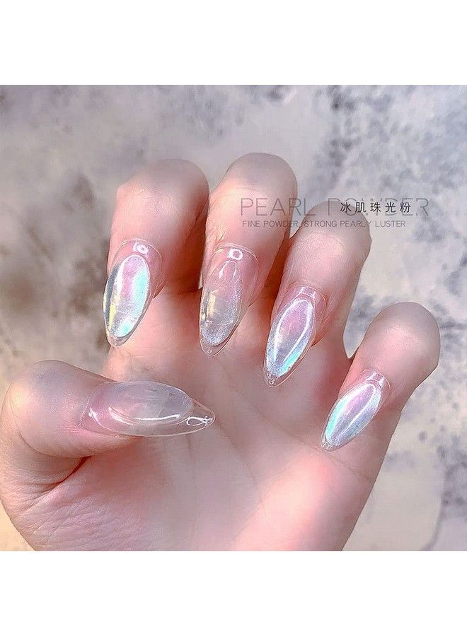 2 Same Boxes Pearl Powderice Transparent Aurora Nail Powderneon Rainbow Holographic Chameleon Powder Chrome Iridescent Pigment Pearlescent High Gloss Nail Art Glitters