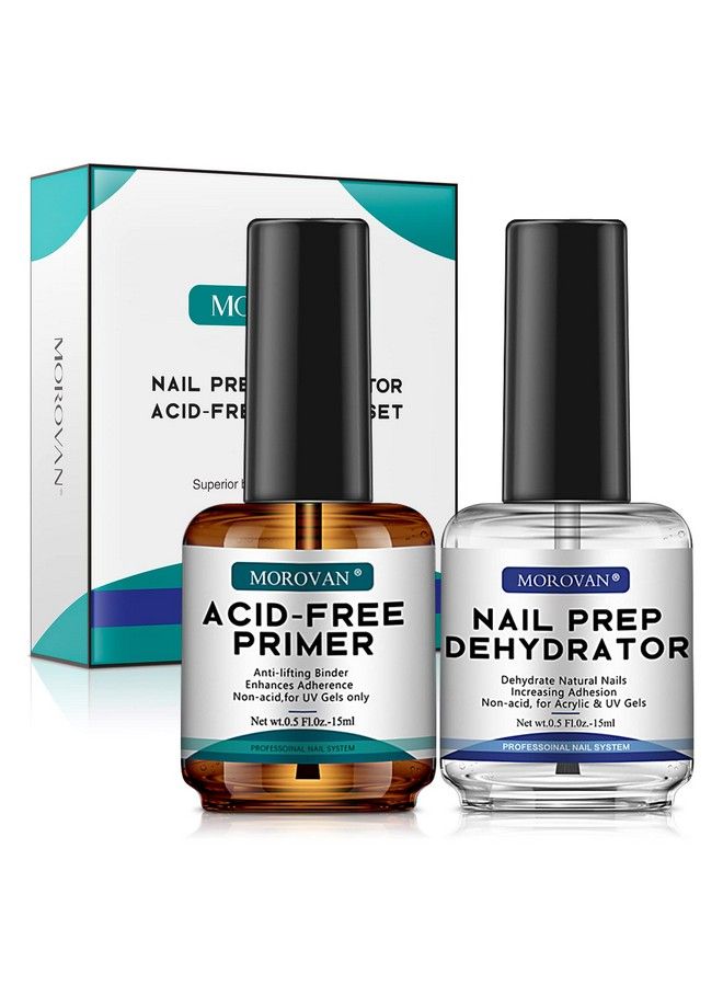 Professional Natural Nail Prep Dehydrate And Acidfree Primer Dehydrator For Acrylic And Gel Nail Polish Non Acid Primer For Uv Gels Fast Dry Superior Bonding Agent Gift Box Set