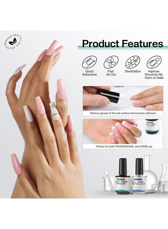 Professional Natural Nail Prep Dehydrate And Acidfree Primer Dehydrator For Acrylic And Gel Nail Polish Non Acid Primer For Uv Gels Fast Dry Superior Bonding Agent Gift Box Set