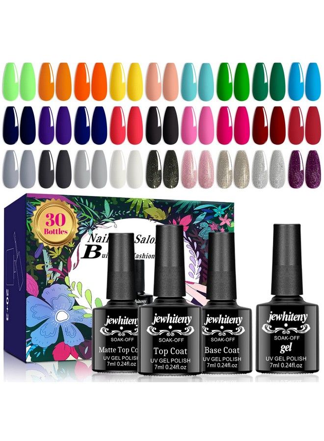 30Pcs Gel Nail Polish Kit 27 Colors Gel Polish Set Gel Nail Kit Soak Off Nail Gel Polish Set For Manicure Nail Art Salonhome Starter Kit