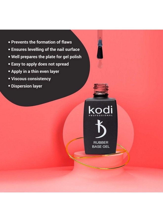 Rubber Base Gel Kodi Professional 12 Ml (0.42 Oz) Gel Leduv Nail Polish Coat Soak Original Products For Long Lasting Nails Layer Easy To Use Nontoxic & Scentless