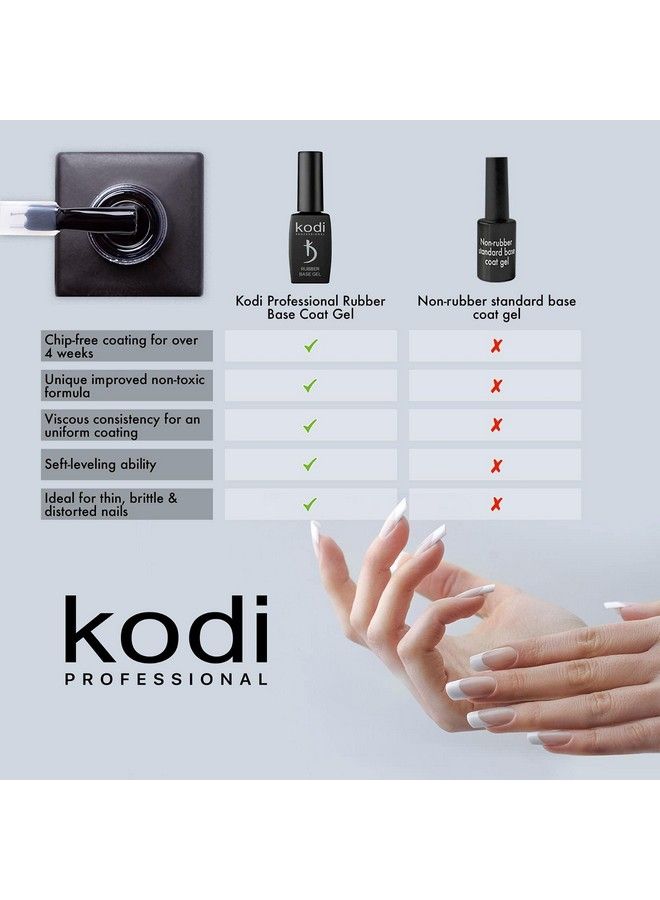 Rubber Base Gel Kodi Professional 12 Ml (0.42 Oz) Gel Leduv Nail Polish Coat Soak Original Products For Long Lasting Nails Layer Easy To Use Nontoxic & Scentless