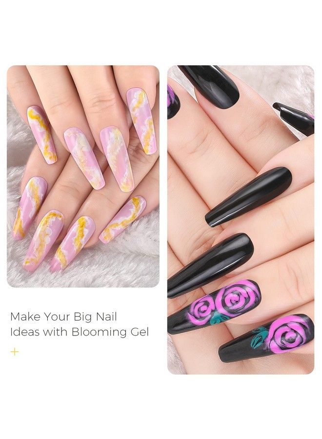 Nail Blooming Gel Uv Led Clear Blooming Gel Nail Polish For Spreading Effect 15Ml 0.5 Floz With Nail Brush (Blooming Clear)