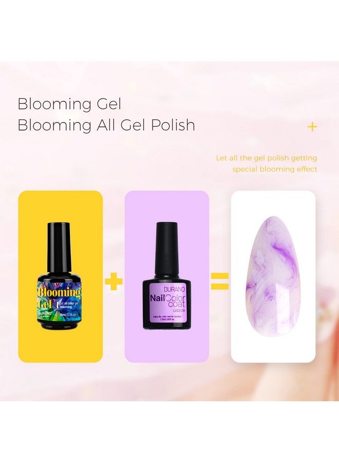 Nail Blooming Gel Uv Led Clear Blooming Gel Nail Polish For Spreading Effect 15Ml 0.5 Floz With Nail Brush (Blooming Clear)