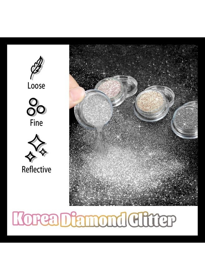 Diamond Nail Glitter 4 Colors Sparkling Korea Reflective Diamond Glitter Dust Shiny Powder Pigment Nail Supplies For Nail Art Gel Polish Disco Party Nightclub Wedding Crafts