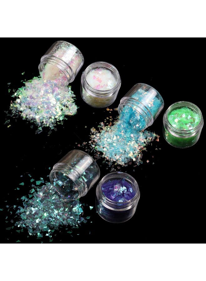 12 Colors Mermaid Nail Chunky Glitter Ultrathin Fluorescent Glass Paper Irregular Iridescent Sequin Flakes Glitters Sticker For Nails Art Decoration Hair Eyes Face Body Diy Craft